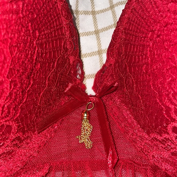 Red FashionNova XL Forbidden Fling Lace Baby Doll 2 Piece Set - Picture 2 of 5